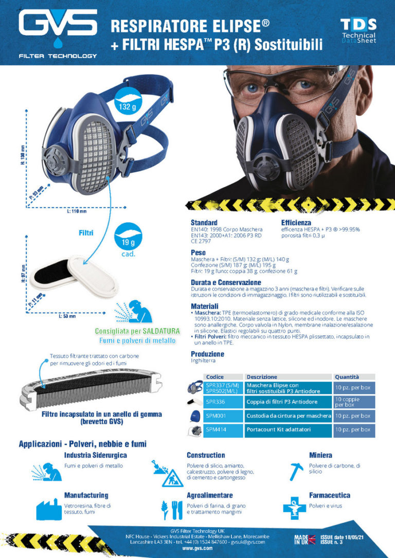 MASCHERA ELIPSE A1P3 INTEGRA CON FILTRI SOSTITUIBILI - Safety Expert