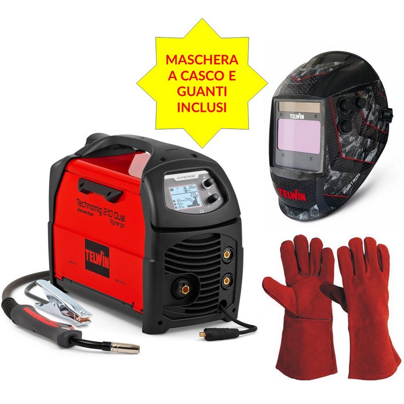 Saldatrice Inverter ad Elettrodo TELWIN in KIT con Maschera, Cavi, Pinze e Accessori FORCE 165