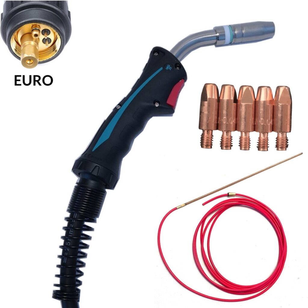 MINOO TORCIA MIG 25 PER FILO ALLUMINIO d.1,0 attacco euro - aria 3m ...