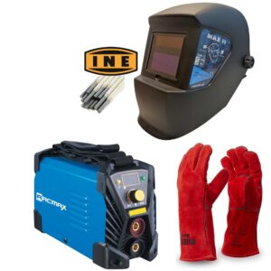 ARCMAX Maxweld 160 + Maschera Auto-Oscurante MAX 11 + Guanti in Crosta + Elettrodi